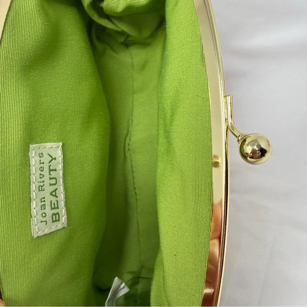 Joan Rivers Beauty Floral Kiss Lock Clutch Pink Gold Frame Evening Makeup Bag